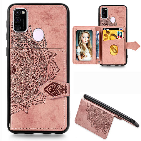 Funda Silicona Carcasa Ultrafina Goma con Magnetico S05D para Samsung Galaxy M21 Oro Rosa