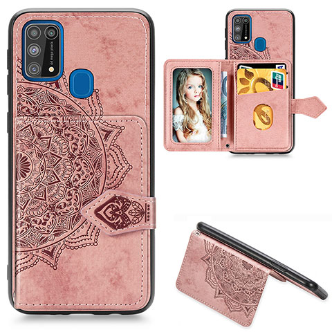 Funda Silicona Carcasa Ultrafina Goma con Magnetico S05D para Samsung Galaxy M31 Oro Rosa