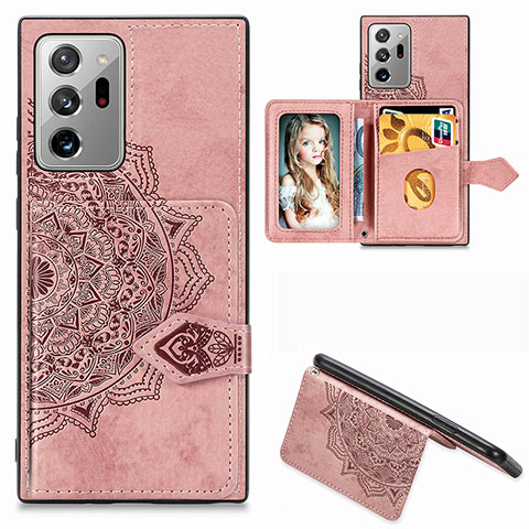 Funda Silicona Carcasa Ultrafina Goma con Magnetico S05D para Samsung Galaxy Note 20 Ultra 5G Oro Rosa