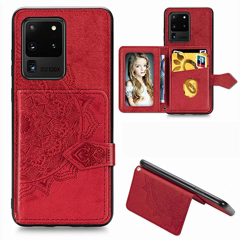 Funda Silicona Carcasa Ultrafina Goma con Magnetico S05D para Samsung Galaxy S20 Ultra 5G Rojo