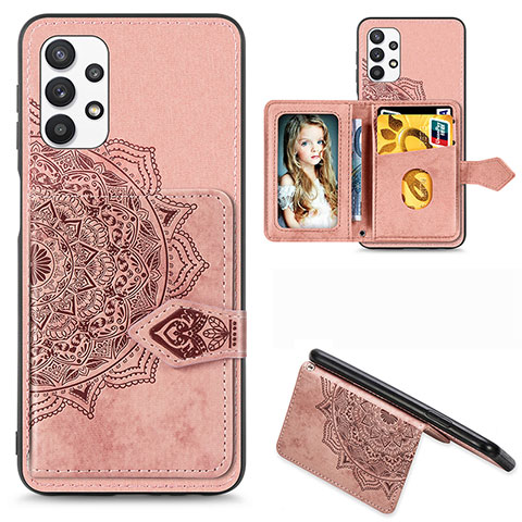 Funda Silicona Carcasa Ultrafina Goma con Magnetico S06D para Samsung Galaxy A32 5G Oro Rosa