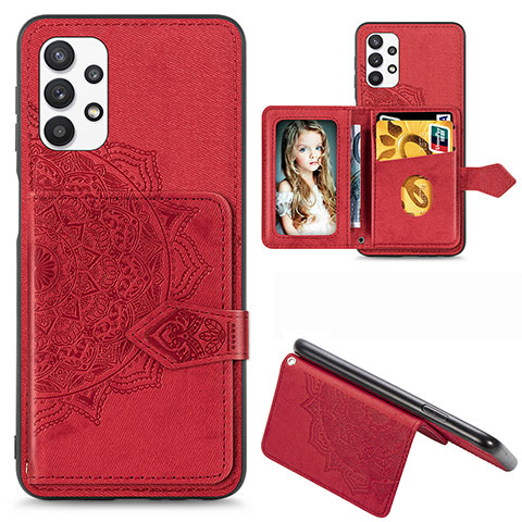 Funda Silicona Carcasa Ultrafina Goma con Magnetico S06D para Samsung Galaxy M32 5G Rojo