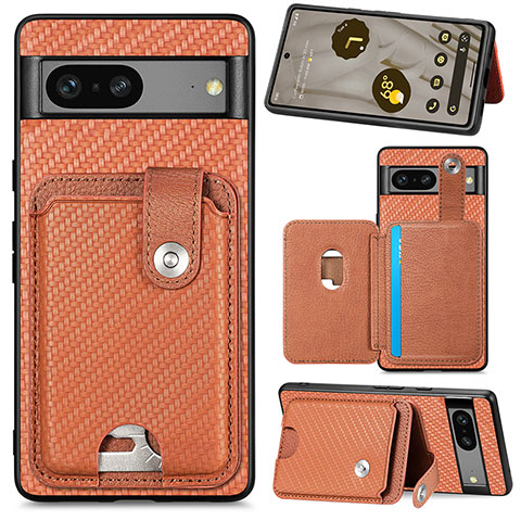 Funda Silicona Carcasa Ultrafina Goma con Magnetico S07D para Google Pixel 7a 5G Marron