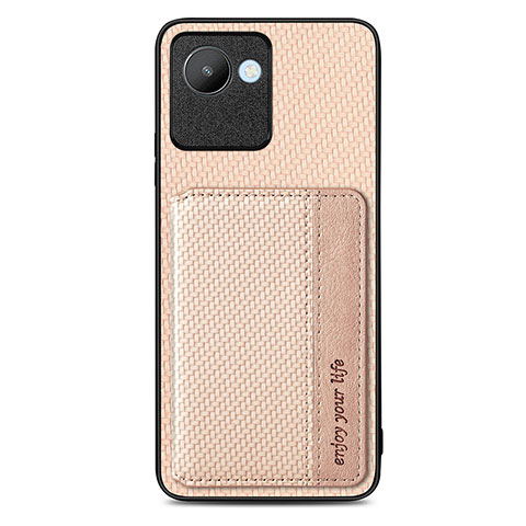 Funda Silicona Carcasa Ultrafina Goma con Magnetico S07D para Realme C30s Oro