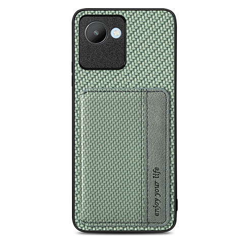 Funda Silicona Carcasa Ultrafina Goma con Magnetico S07D para Realme C30s Verde