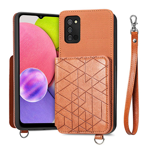 Funda Silicona Carcasa Ultrafina Goma con Magnetico S07D para Samsung Galaxy A03s Marron