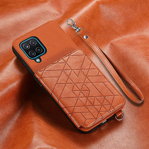 Funda Silicona Carcasa Ultrafina Goma con Magnetico S07D para Samsung Galaxy A12 Marron