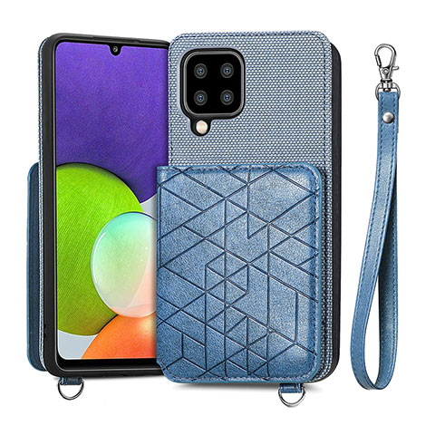 Funda Silicona Carcasa Ultrafina Goma con Magnetico S07D para Samsung Galaxy A22 4G Azul