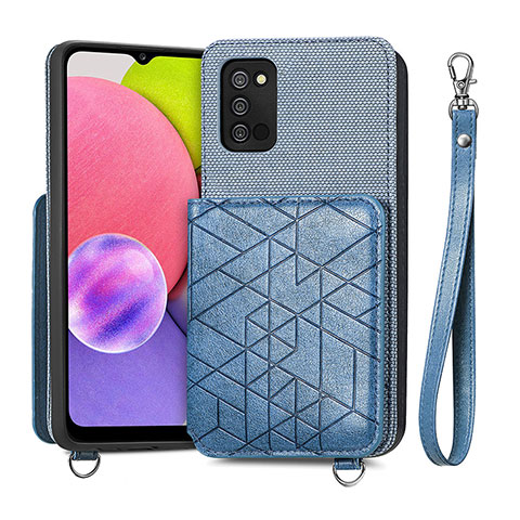 Funda Silicona Carcasa Ultrafina Goma con Magnetico S07D para Samsung Galaxy F02S SM-E025F Azul