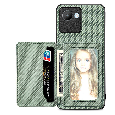 Funda Silicona Carcasa Ultrafina Goma con Magnetico S08D para Realme C30 Verde