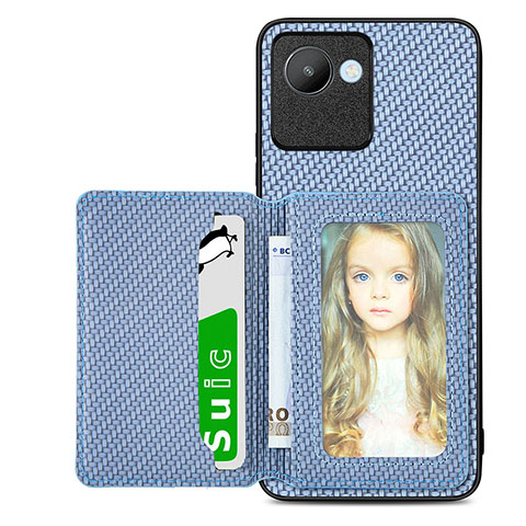 Funda Silicona Carcasa Ultrafina Goma con Magnetico S08D para Realme C30s Azul