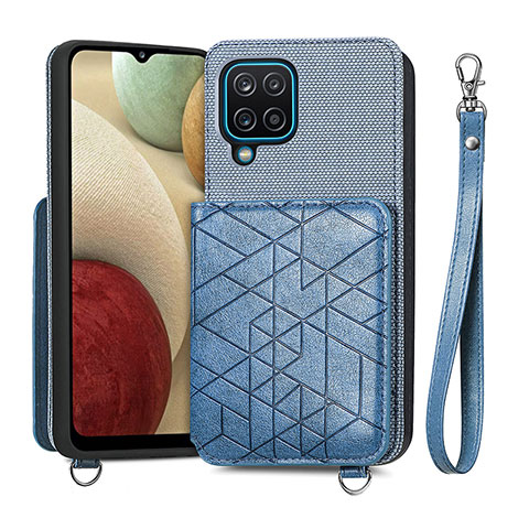 Funda Silicona Carcasa Ultrafina Goma con Magnetico S08D para Samsung Galaxy A12 Azul