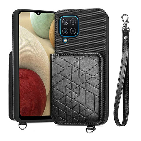 Funda Silicona Carcasa Ultrafina Goma con Magnetico S08D para Samsung Galaxy A12 Nacho Negro