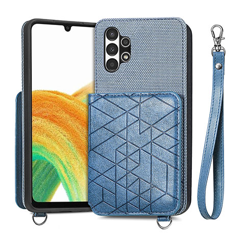 Funda Silicona Carcasa Ultrafina Goma con Magnetico S08D para Samsung Galaxy A13 4G Azul