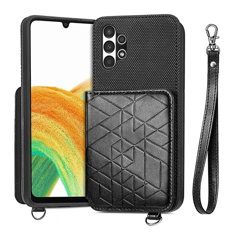 Funda Silicona Carcasa Ultrafina Goma con Magnetico S08D para Samsung Galaxy A13 4G Negro