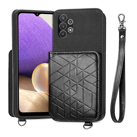 Funda Silicona Carcasa Ultrafina Goma con Magnetico S08D para Samsung Galaxy A32 4G Negro