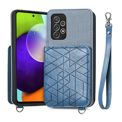 Funda Silicona Carcasa Ultrafina Goma con Magnetico S08D para Samsung Galaxy A52 4G Azul