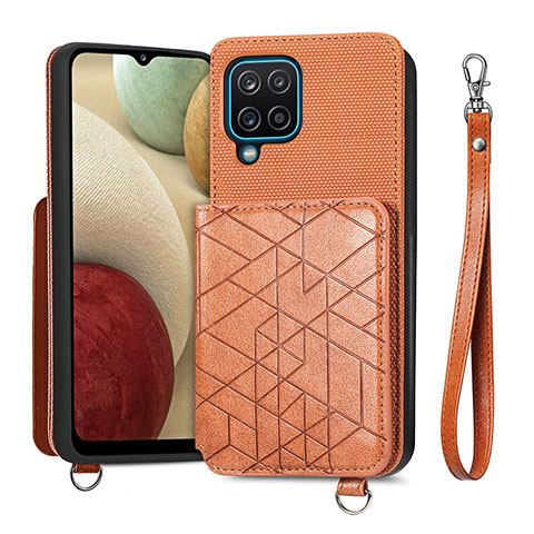 Funda Silicona Carcasa Ultrafina Goma con Magnetico S08D para Samsung Galaxy F12 Marron