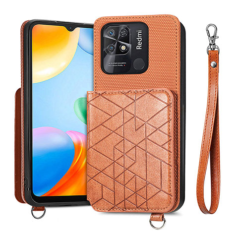 Funda Silicona Carcasa Ultrafina Goma con Magnetico S08D para Xiaomi Redmi 10 India Marron