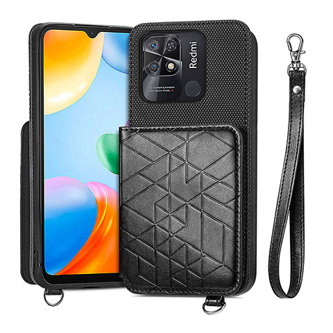 Funda Silicona Carcasa Ultrafina Goma con Magnetico S08D para Xiaomi Redmi 10 India Negro