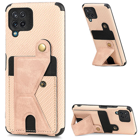 Funda Silicona Carcasa Ultrafina Goma con Magnetico S09D para Samsung Galaxy A12 Oro Rosa