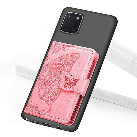 Funda Silicona Carcasa Ultrafina Goma con Magnetico S09D para Samsung Galaxy A81 Oro Rosa