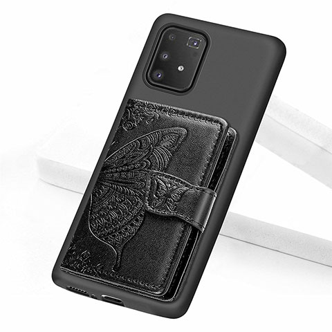 Funda Silicona Carcasa Ultrafina Goma con Magnetico S09D para Samsung Galaxy A91 Negro