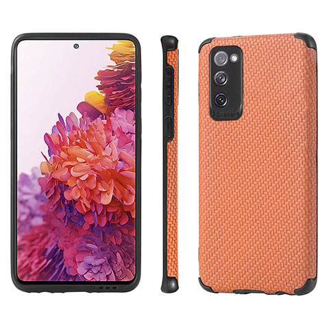 Funda Silicona Carcasa Ultrafina Goma con Magnetico S09D para Samsung Galaxy S20 FE (2022) 5G Naranja