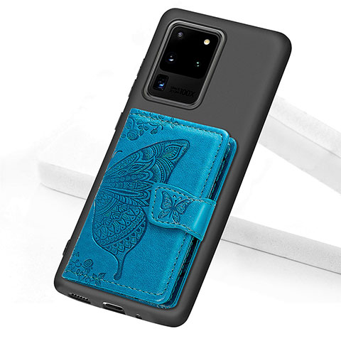 Funda Silicona Carcasa Ultrafina Goma con Magnetico S11D para Samsung Galaxy S20 Ultra 5G Azul