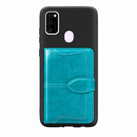 Funda Silicona Carcasa Ultrafina Goma con Magnetico S12D para Samsung Galaxy M21 Cian