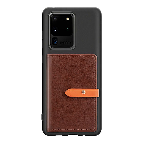 Funda Silicona Carcasa Ultrafina Goma con Magnetico S12D para Samsung Galaxy S20 Ultra 5G Marron