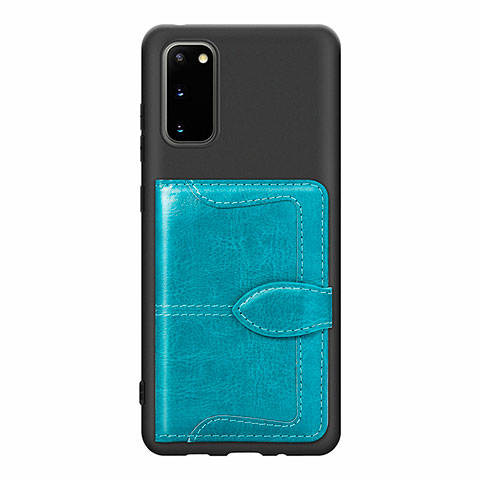 Funda Silicona Carcasa Ultrafina Goma con Magnetico S13D para Samsung Galaxy S20 Cian