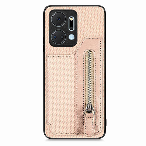 Funda Silicona Carcasa Ultrafina Goma con Magnetico S6D para Huawei Honor X7a Oro