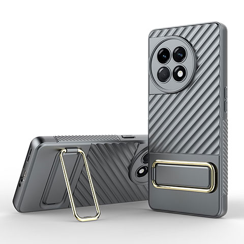 Funda Silicona Carcasa Ultrafina Goma con Soporte KC1 para OnePlus 11R 5G Gris