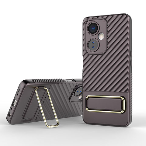 Funda Silicona Carcasa Ultrafina Goma con Soporte KC1 para OnePlus Nord CE 3 5G Marron