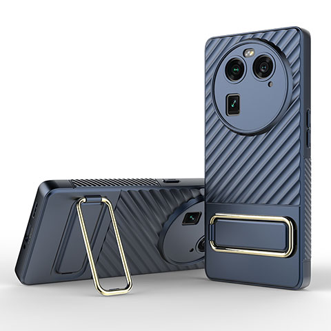 Funda Silicona Carcasa Ultrafina Goma con Soporte KC1 para Oppo Find X6 5G Azul