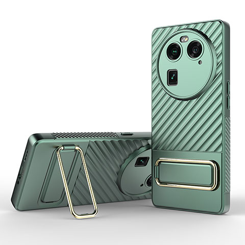 Funda Silicona Carcasa Ultrafina Goma con Soporte KC1 para Oppo Find X6 5G Verde