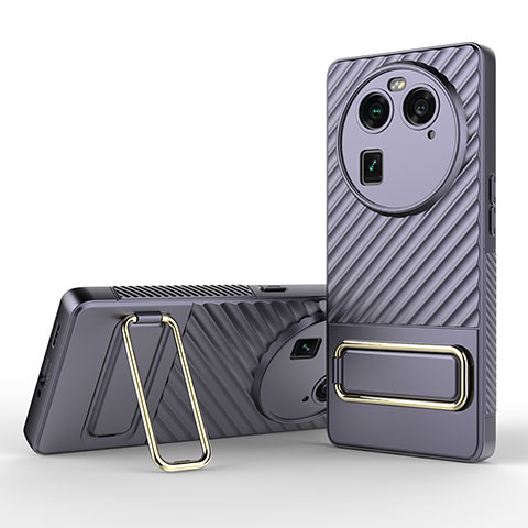 Funda Silicona Carcasa Ultrafina Goma con Soporte KC1 para Oppo Find X6 Pro 5G Purpura Claro