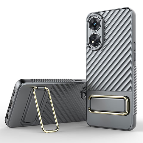 Funda Silicona Carcasa Ultrafina Goma con Soporte KC1 para Oppo Reno8 T 4G Gris