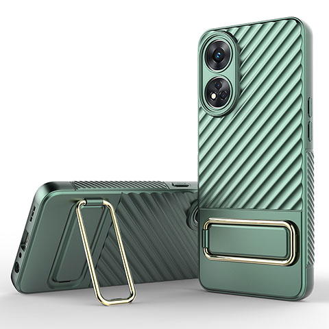 Funda Silicona Carcasa Ultrafina Goma con Soporte KC1 para Oppo Reno8 T 4G Verde