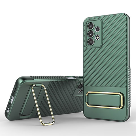 Funda Silicona Carcasa Ultrafina Goma con Soporte KC1 para Samsung Galaxy A13 4G Verde