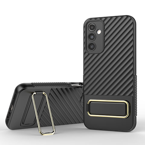 Funda Silicona Carcasa Ultrafina Goma con Soporte KC1 para Samsung Galaxy Jump3 5G Negro