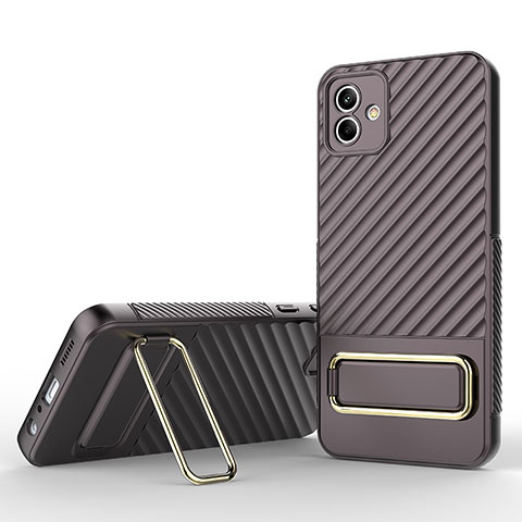 Funda Silicona Carcasa Ultrafina Goma con Soporte KC1 para Samsung Galaxy M04 Marron