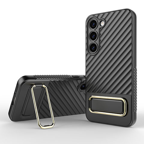 Funda Silicona Carcasa Ultrafina Goma con Soporte KC1 para Samsung Galaxy S22 5G Negro