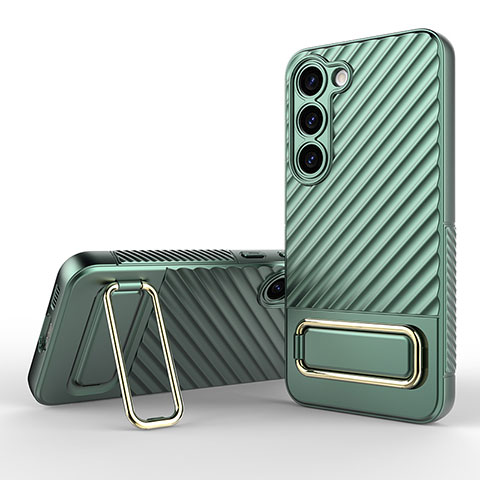 Funda Silicona Carcasa Ultrafina Goma con Soporte KC1 para Samsung Galaxy S22 5G Verde