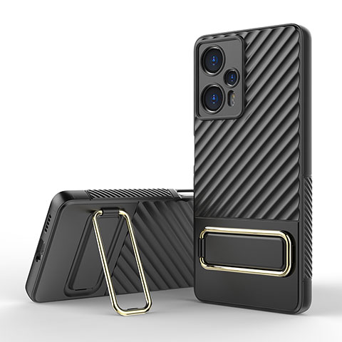 Funda Silicona Carcasa Ultrafina Goma con Soporte KC1 para Xiaomi Poco F5 5G Negro