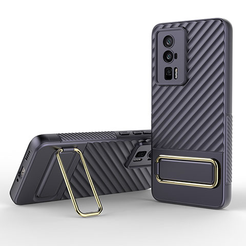 Funda Silicona Carcasa Ultrafina Goma con Soporte KC1 para Xiaomi Poco F5 Pro 5G Purpura Claro