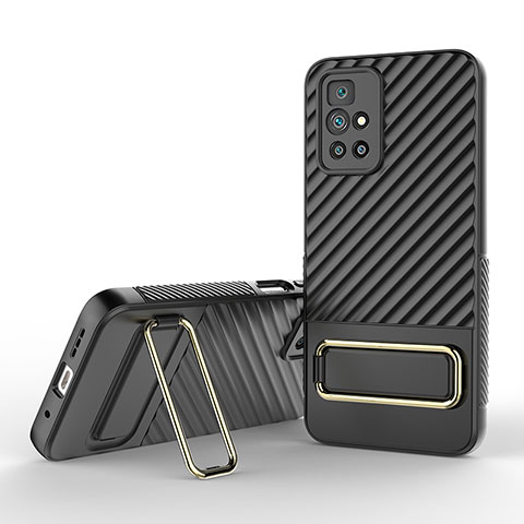 Funda Silicona Carcasa Ultrafina Goma con Soporte KC1 para Xiaomi Redmi 10 Prime Negro