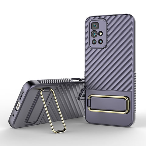 Funda Silicona Carcasa Ultrafina Goma con Soporte KC1 para Xiaomi Redmi 10 Prime Purpura Claro