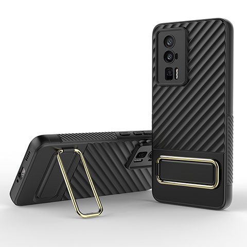 Funda Silicona Carcasa Ultrafina Goma con Soporte KC1 para Xiaomi Redmi K60 5G Negro